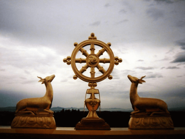 Wheel of Dharma statue 