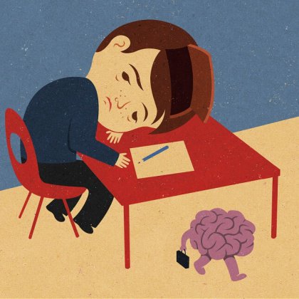 Abstract image brain walking away out of a child's head