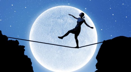 woman on a tightrope