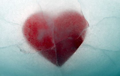Heart shape in ice 