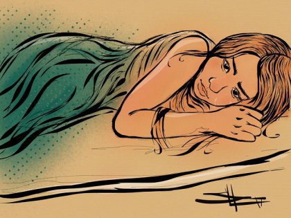 Girl lying on bed