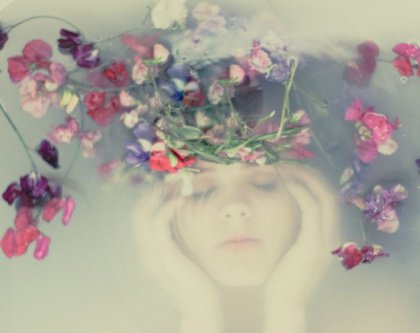 Woman's face underwater