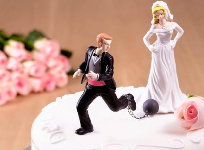 Ball and chain wedding cake topper