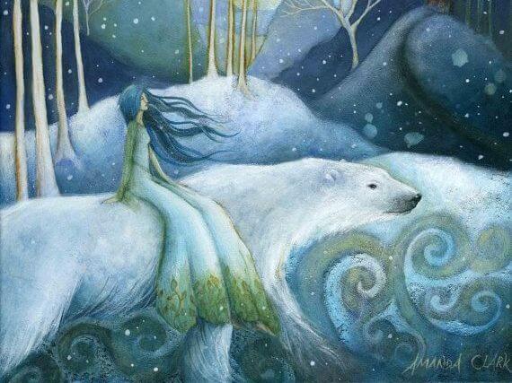 drawing- girl and polar bear