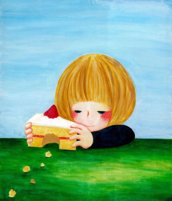 drawing kid and cake