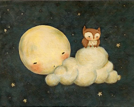 drawing- moon and owl