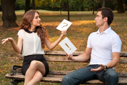 Questioning Woman, Exclaiming Man