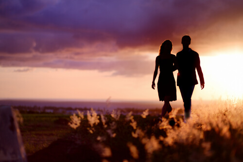 Silhouette, Couple at Sundown