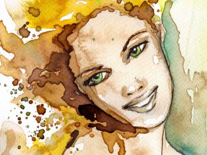 watercolor- woman smiling