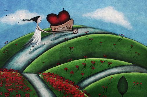 Woman Hauling Big Heart