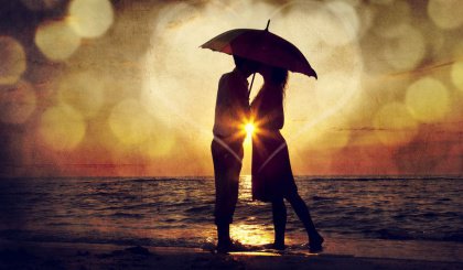 couple at the beach sunset