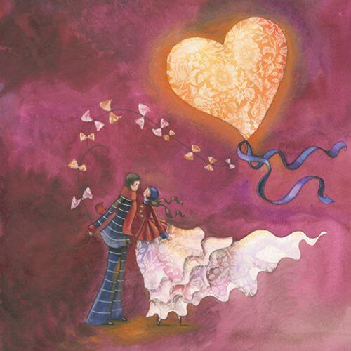 couple with heart as a kite
