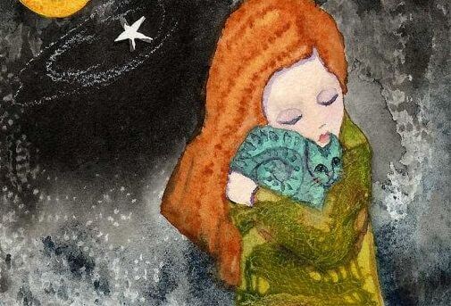 emotional solitude cat hug