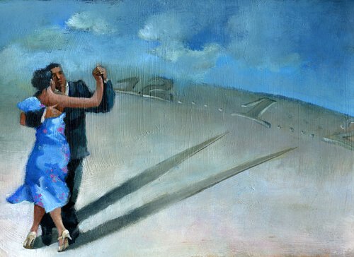 couple dancing on clock face love