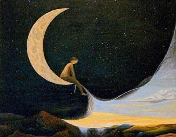 Person Tearing Night Sky Away