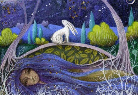 drawing- rabbit in woods