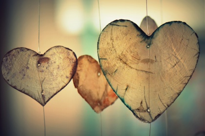 hanging wooden hearts emotional