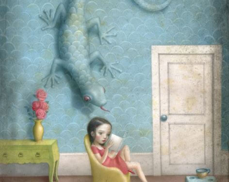 Lizard Creeping on Girl