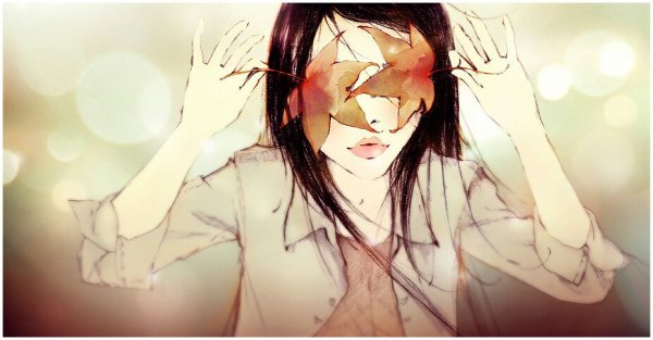 girl with leaves covering eyes intuition