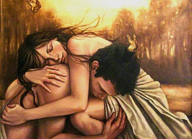 love couple embracing