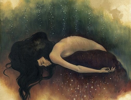 half-naked woman lying down men