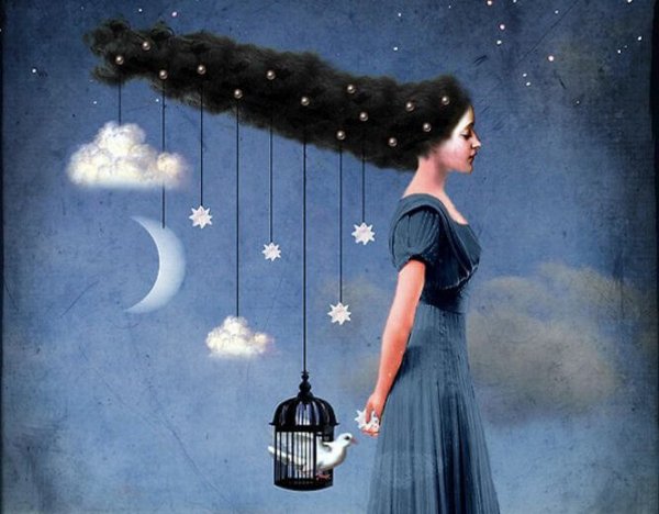 Woman, Hair is Sky