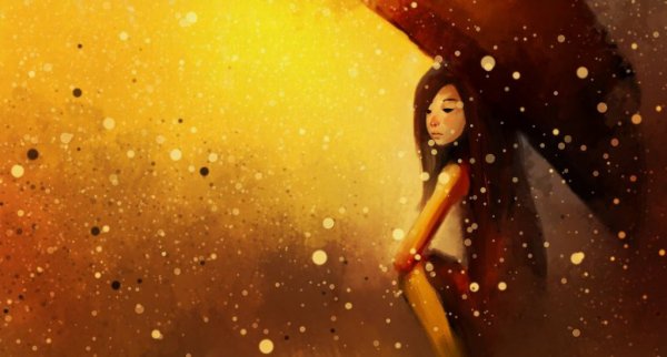 girl with umbrella in rain give