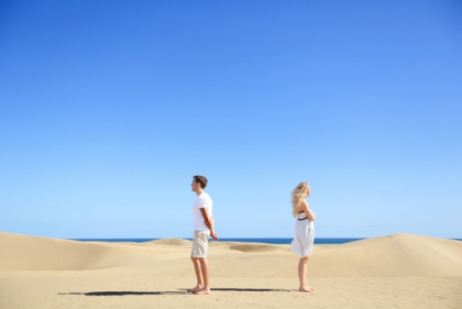 Couple Back to Back on Beach