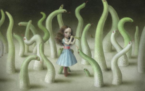 Girl Surrounded by Worms