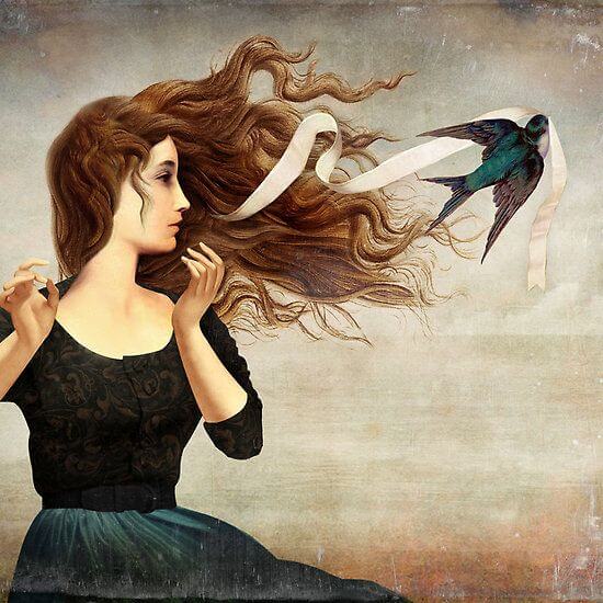 woman and bird