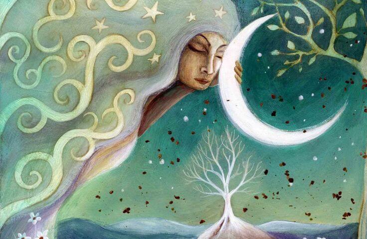 Woman Hugging Moon