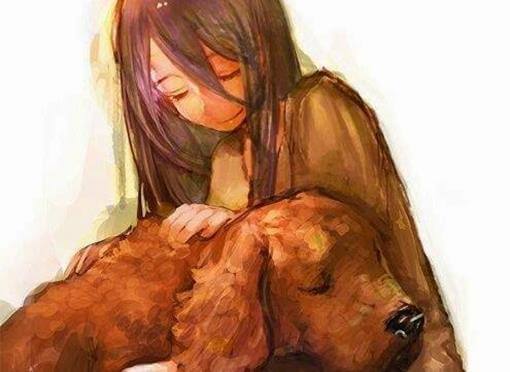 girl and dog pets 