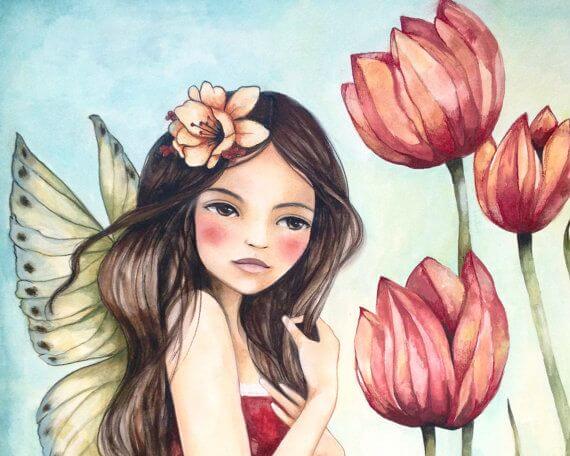 girl and flowers