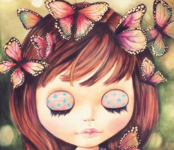 girl with butterflies