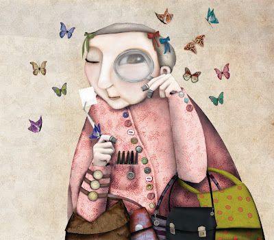 grandmother and butterflies