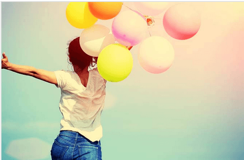 happy girl balloons