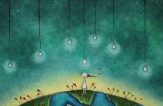 girl on earth with lights world