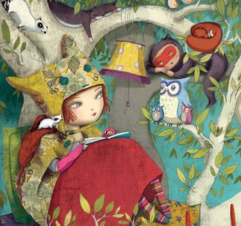 Girl Reading in Tree