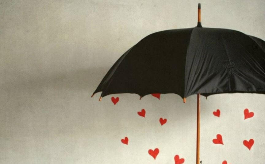 umbrella with hearts give