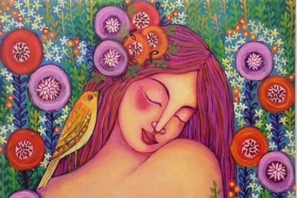 woman and bird