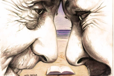 foreheads together wrinkles