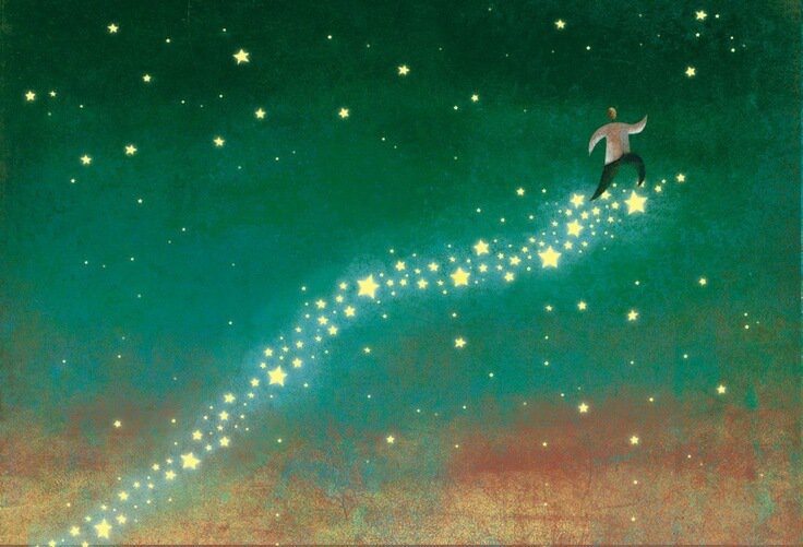 man walking on stars
