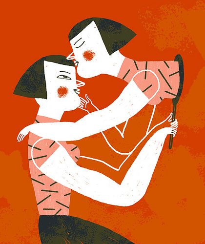 Mirror Image Kissing Woman