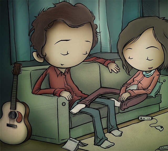 Couple Asleep on Couch