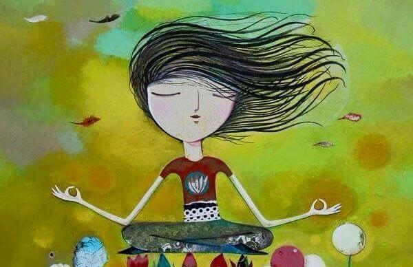 drawing- person meditating