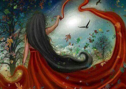 girl with long dress and hair