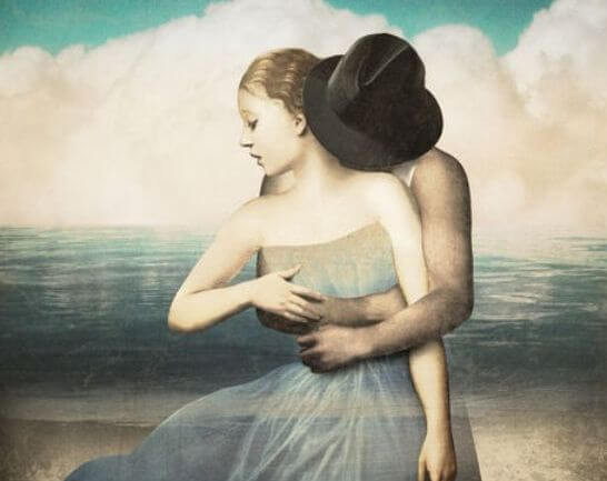 man hugging woman