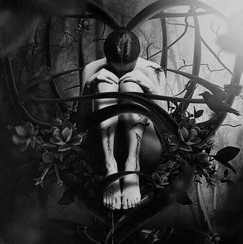 man in the center of a heart