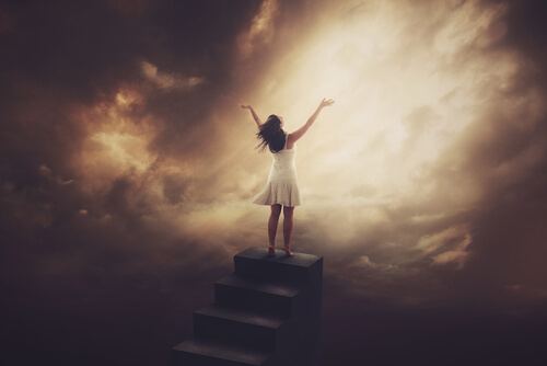 Woman at Top of Stairs
