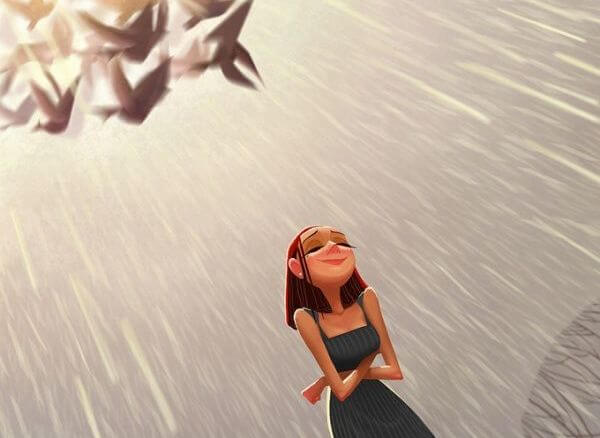 girl in sunlight hugs